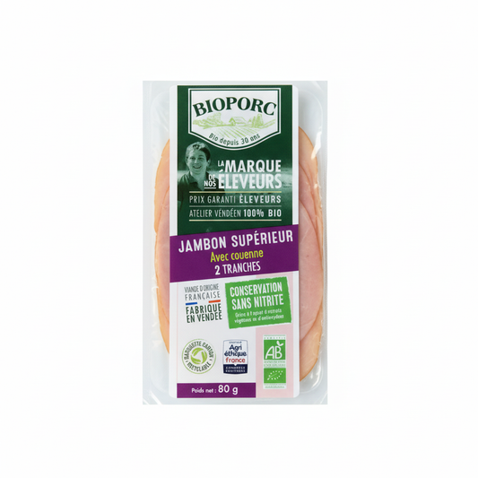 Jambon supérieur avec couenne conservation sans nitrite